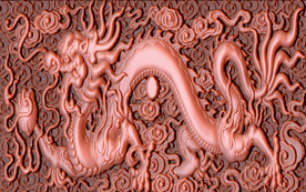 浮雕铜雕祥云龙戏珠背景墙