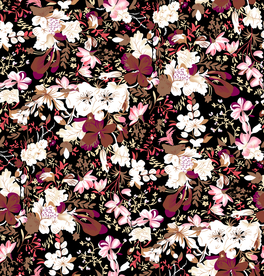 大牌黑底花卉花朵乱花碎花