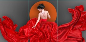 爱马仕现代时尚红裙美女装饰画