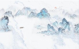 新中式大理石水墨山水背景墙