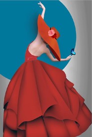 现代爱马仕仕长裙美女玄关装饰画