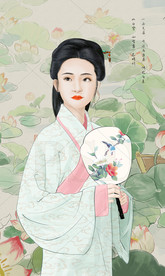 手绘古装美女