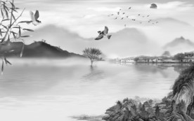 高档新山水无框画 文件分层画