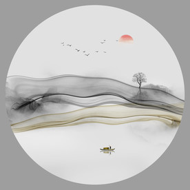 圆形山水画