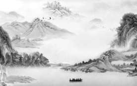 最新灰色新山水画 文件分层画