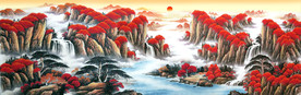 旭日东升 山水画
