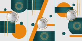 晶瓷爱马仕抽象金色几何装饰画