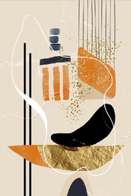 侘寂风爱马仕抽象油画玄关装饰画