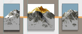 现代北欧风金色雪上风景装饰画