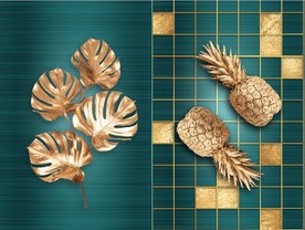 晶瓷金色菠萝叶子装饰无框画
