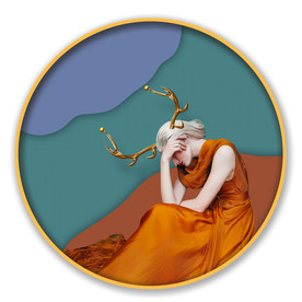 美女人物画 圆形画