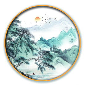 圆形画 国画风景画
