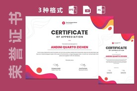 荣誉证书时尚横版竖版证书