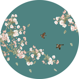 新中式圆形工笔花鸟装饰画