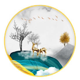 圆形装饰画  鹿