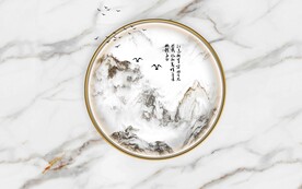 新中式大理石意境背景墙
