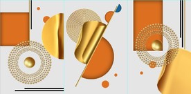 现代晶瓷金色抽象几何装饰无框画