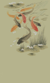 手绘九鱼图