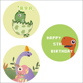 圆形小恐龙生日卡通背景数字