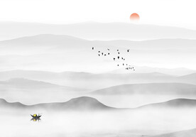 新中式山水背景墙