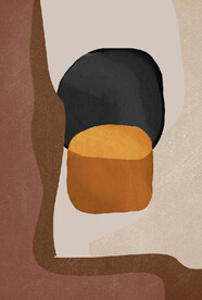 侘寂风抽象几何油画玄关装饰画