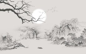 新中式水墨山水风景国画背景墙