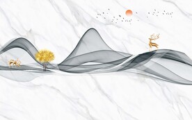 新中式大理石电视背景墙