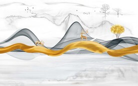 新中式大理石电视背景墙