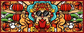 手绘卡通财神插画