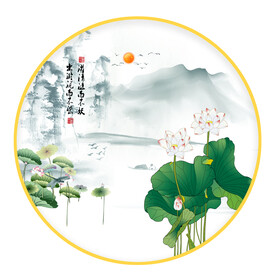 圆形挂画 荷花