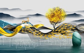 现代山水新背景墙 TIF分层