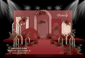酒红色婚礼效果图