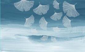 北欧抽象银杏叶水彩油画背景墙