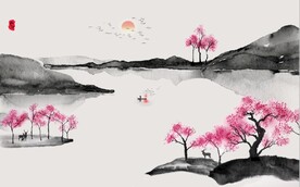 新中式水墨山水风景国画背景墙