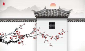 新中式水墨江南名居国画背景墙