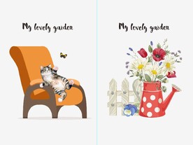 抽象动物小猫花瓶儿童房装饰画