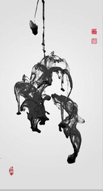 新中式禅意抽象水墨玄关装饰画