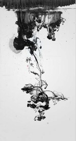 新中式禅意抽象水墨玄关装饰画