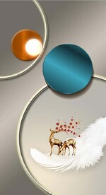 北欧抽象几何光影麋鹿玄关背景墙