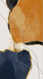 侘寂抽象金色水墨油画玄关装饰画