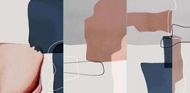 现代北欧风抽象彩色水墨装饰油画