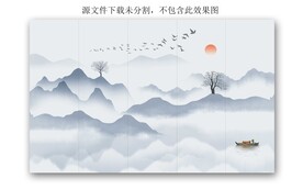 新中式山水背景墙