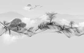 水墨 中式新款山水 文件分层 