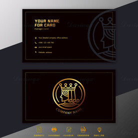 黑色轻奢商务金箔名片模板