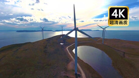 航拍风力发电机转动