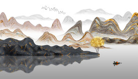 新中式山水背景墙