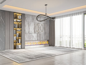 现代极简轻奢客厅空场景