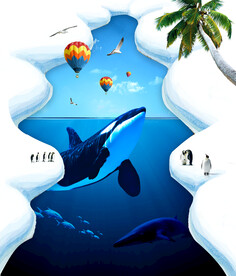 3D立体画冰雕展背景墙