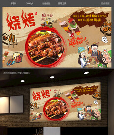 烧烤撸串背景墙