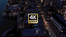 航拍现代城市群街道夜景